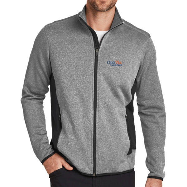 Embroidered Optivia Solutions - Full Zip Heather Stretch Fleece Jacket Thumbnail