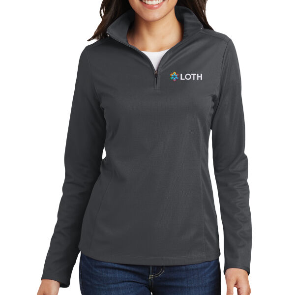 Embroidered Loth Color Logo - Ladies Pinpoint Mesh 1/2 Zip Thumbnail