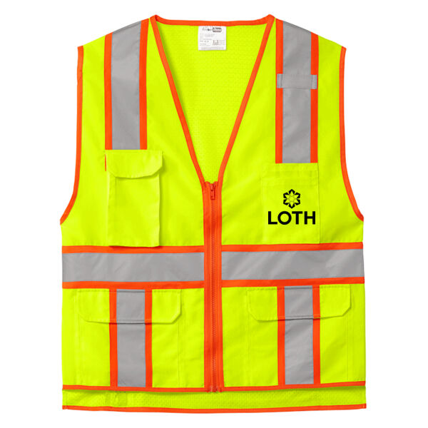 Cornerstone Loth Printed- - Ansi 107 Class 2 Surveyor Zippered Two Tone Vest Thumbnail